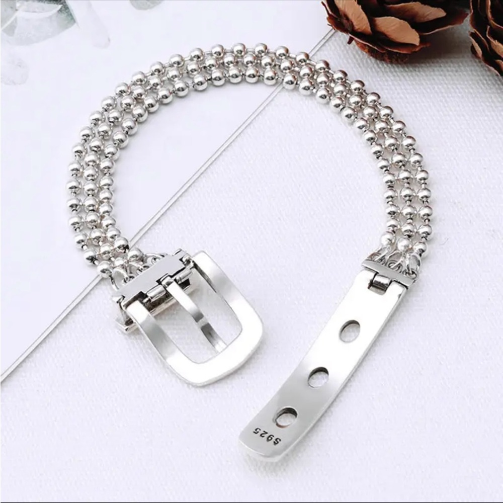 Silver dot chain layered bracelet